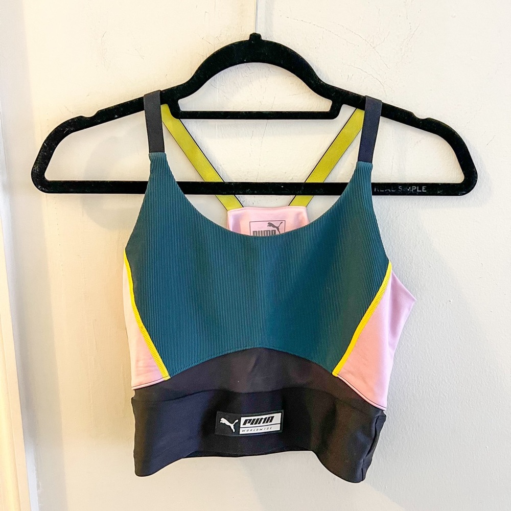 Puma TZ crop top, green/pink/black, size small - Picture 3 of 12
